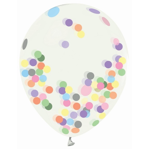 Balónky latexové transparentní barevné konfety 30 cm 4 ks