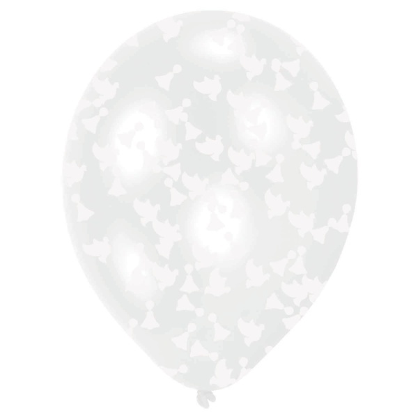 Balónky latexové transparentní s konfetami holubic 27,5 cm 6 ks