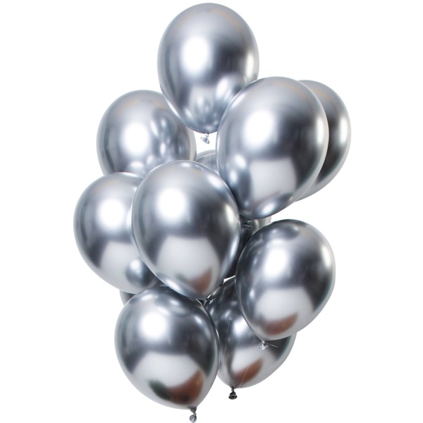 Balónky latexové zářivé stříbrné 33 cm 12 ks