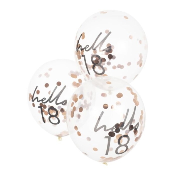 Balónky průhledné 30 cm narozeninové s konfetami  Hello 18