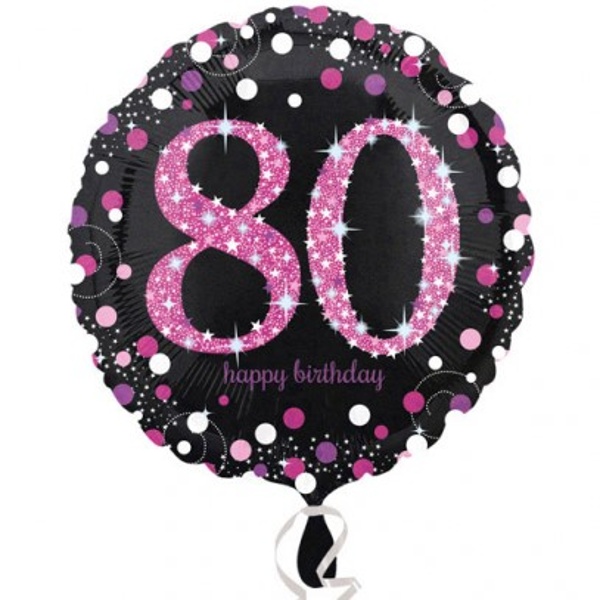 Balónek Sparkling růžový fóliový "80ˇ" 43 cm