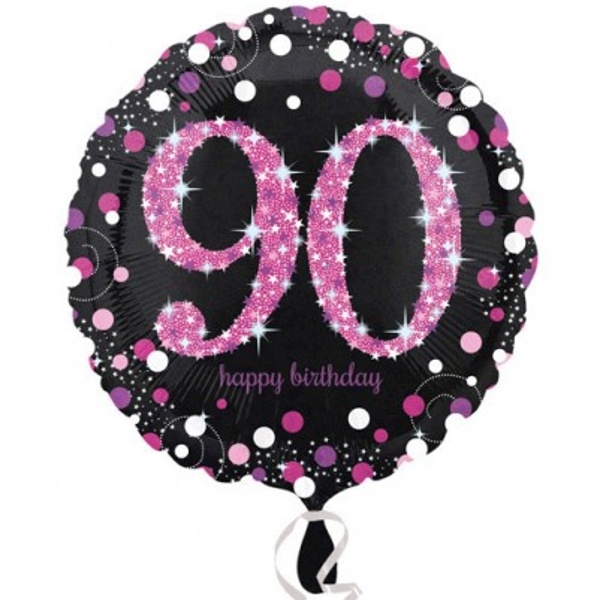 Balónek Sparkling růžový fóliový "90ˇ" 43 cm