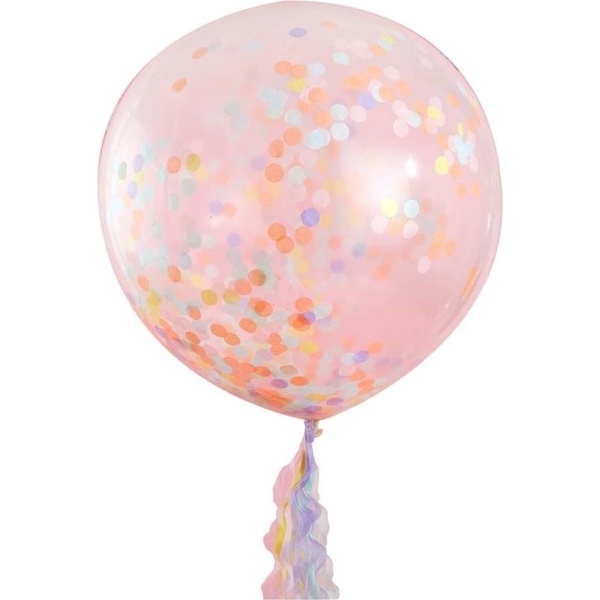Balón jumbo transparentní s barevnými konfetami 90 cm 3 ks