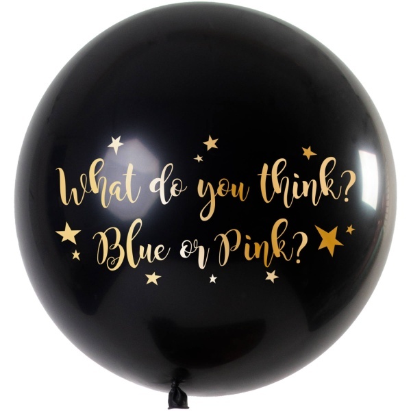 Levně Balón latexový Jumbo Gender Reveal konfety modré Kluk 90 cm 1 ks