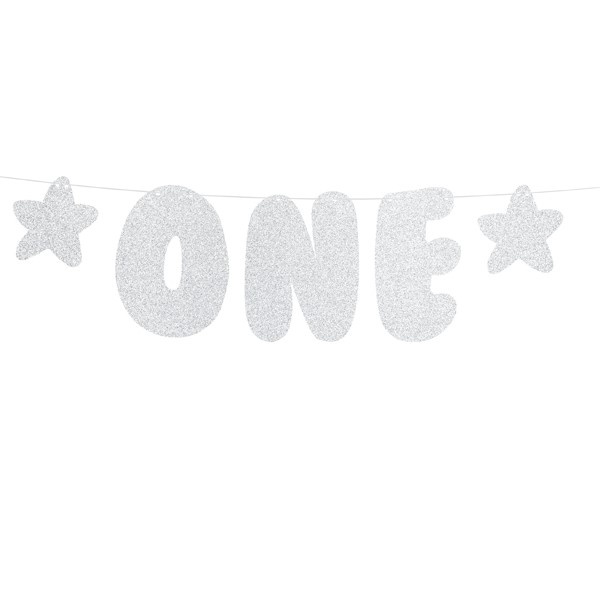 Banner 1. narozeniny stříbrný ONE 50 cm