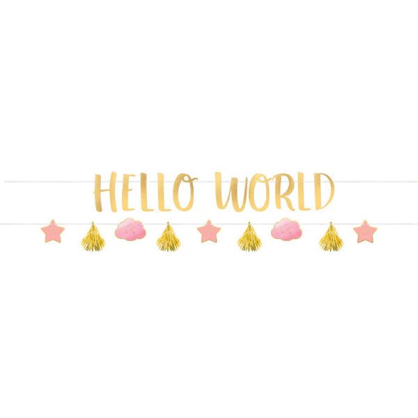Levně Baby shower - Hello Baby Neutra Banner Hello World 2 ks