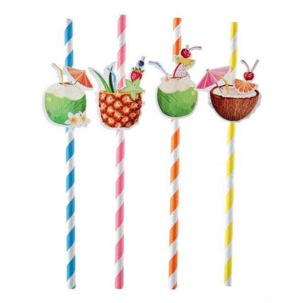 Aloha party - Brčka papírová koktejlová tropic 8 ks
