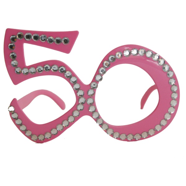Levně Brýle narozeninové s diamanty "50 let" růžové
