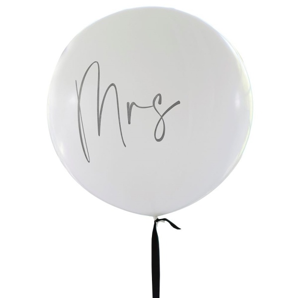 Balón latexový Mrs. S černou stuhou 91 cm