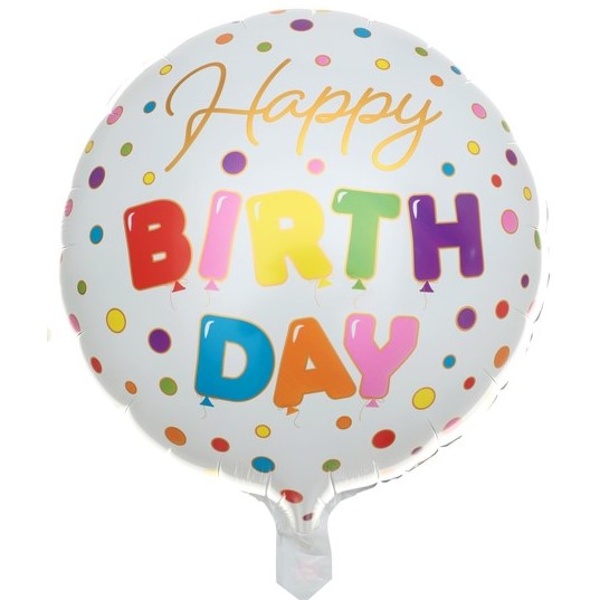 Balónek fóliový Happy Birthday Puntíky 45 cm