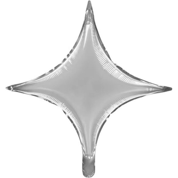 Balónek fóliový Hvězda čtyřcípá stříbrná 45 cm