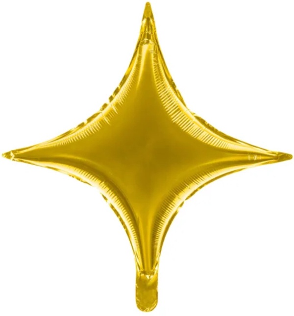 Balónek fóliový Hvězda čtyřcípá zlatá 45 cm