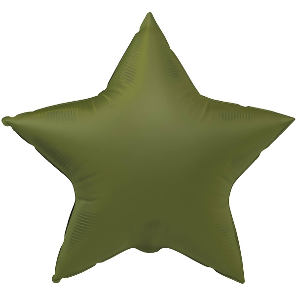 Balónek fóliový Hvězda olivově zelená, matná 45 cm