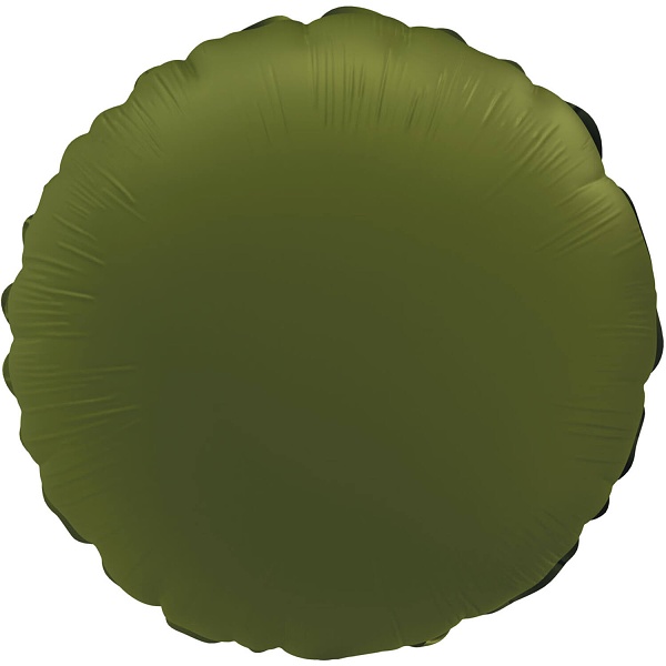 Balónek fóliový Kruh olivově zelený, matný 45 cm