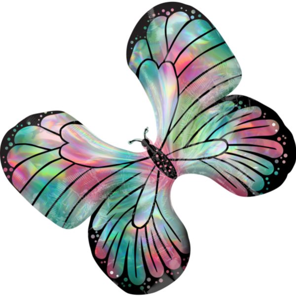 Levně Balónek fóliový Motýl tyrkysovo-růžový 76 x 66 cm