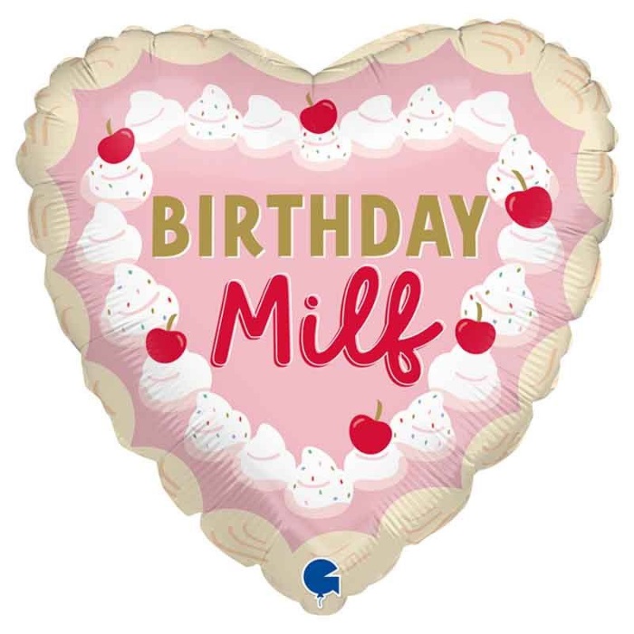 Balónek fóliový Srdce Birthday Milf 46 cm