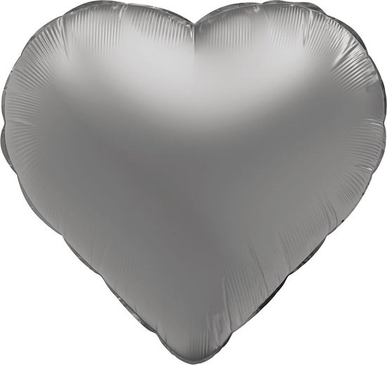 Balónek fóliový Srdce Měsíční stříbro, saténový lesk 45 cm