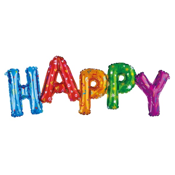 Levně Balónek fóliový barevný písmena HAPPY