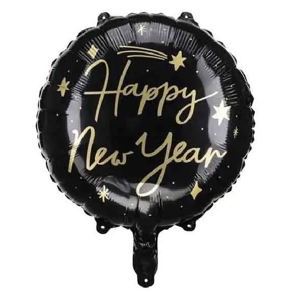 Levně Balónek fóliový Happy New Year černý 35 cm