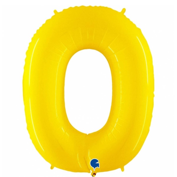 Balónek fóliový číslice 0 žlutá 102 cm