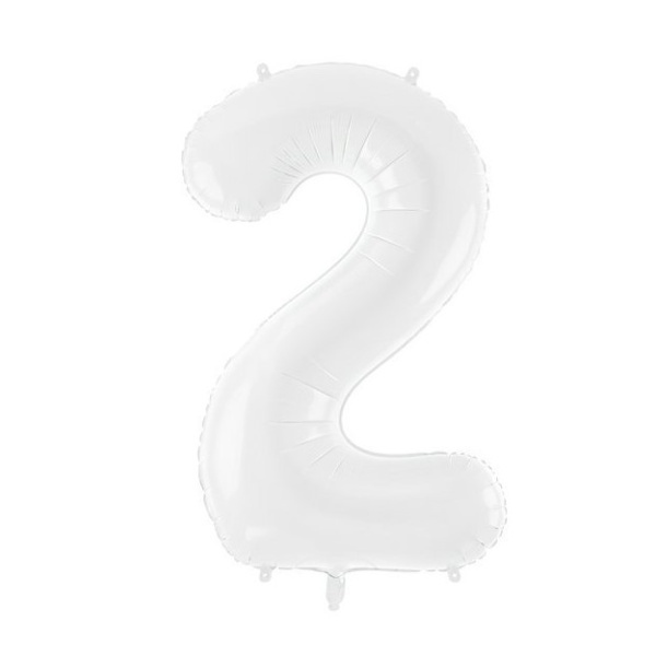 Balónek číslo bílé 2 z folie - 86 cm