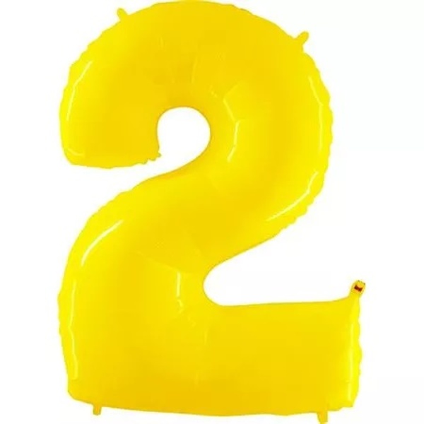 Balónek fóliový číslice 2 žlutá 102 cm