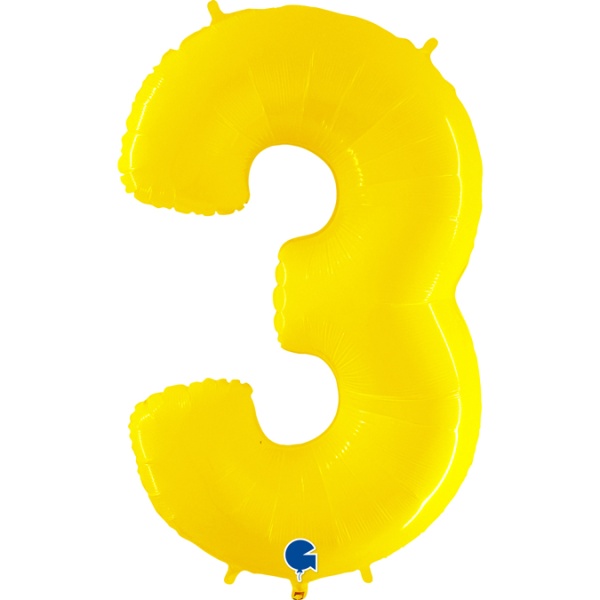 Balónek fóliový číslice žlutá 3 - 102 cm