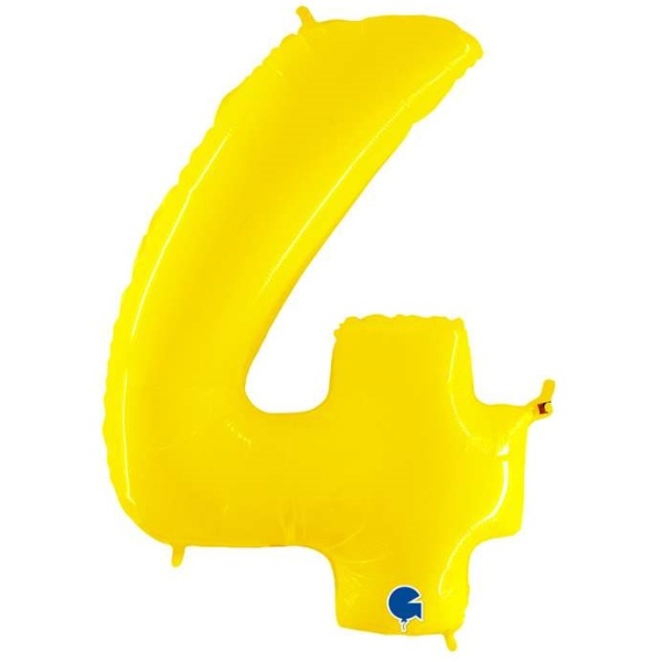 Balónek fóliový číslice žlutá 4 - 102 cm