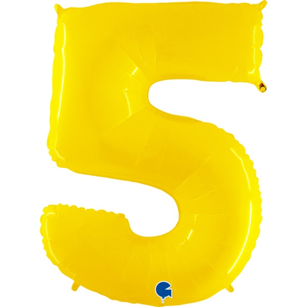 Balónek fóliový číslice žlutá 5 - 102 cm