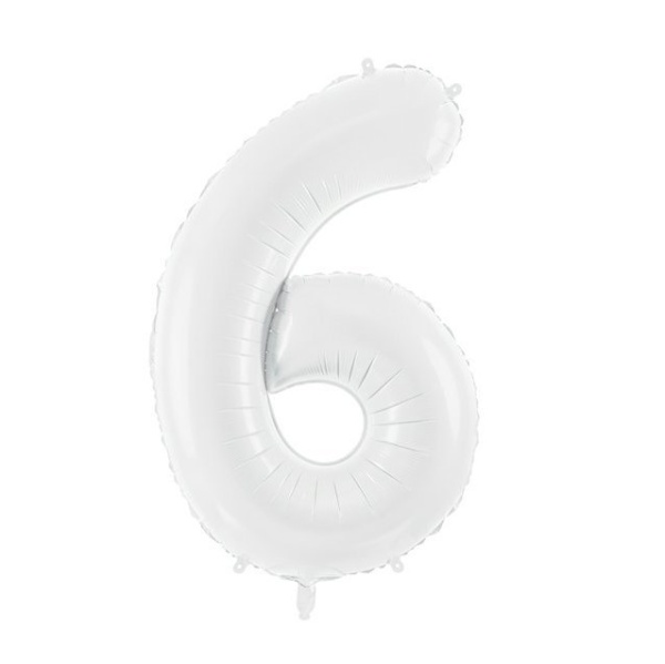 Balónek číslo bílé 6 z folie -  86 cm