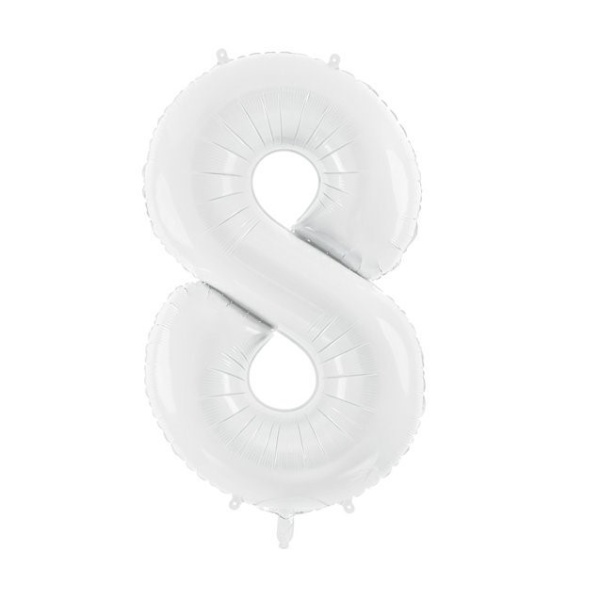 Balónek číslo bílé 8 z folie -  86 cm