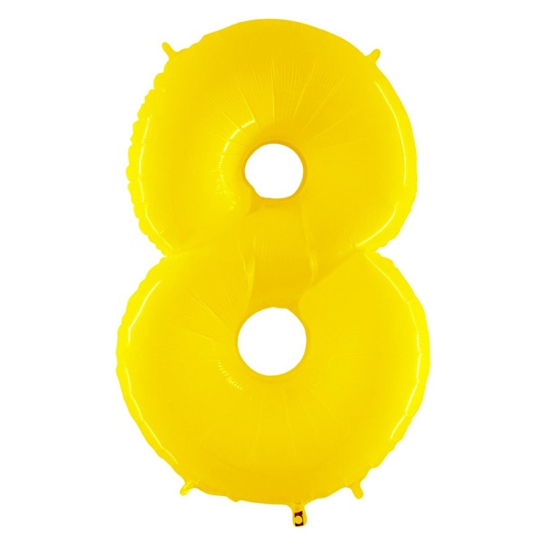 Balónek fóliový číslice žlutá 8 - 102 cm