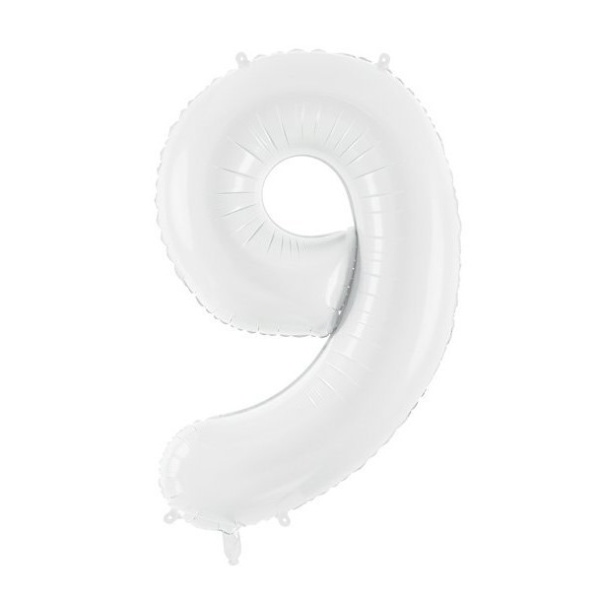 Balónek číslo bílé 9 z folie -  86 cm