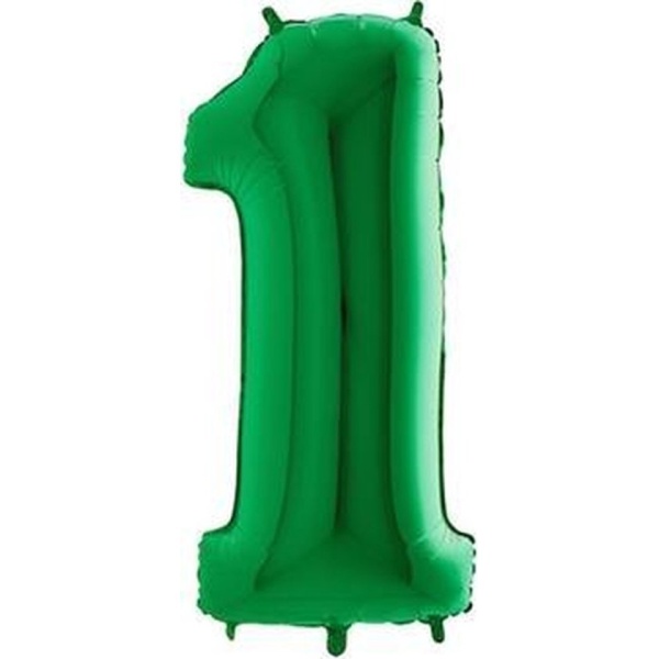 Balonek číslo  zelené 1 z folie  102 cm