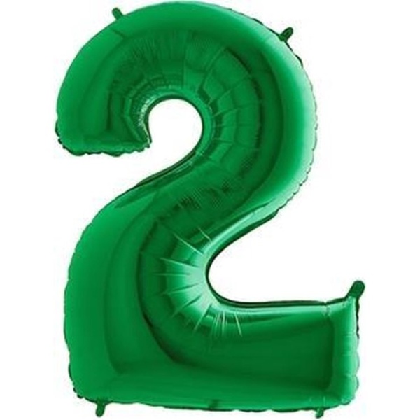 Balonek číslo zelené 2 z folie 102 cm