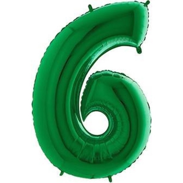 Balónek fóliový číslice zelená 6 1 ks