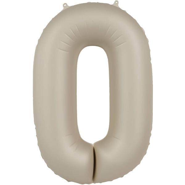Balónek fóliový číslo 0 Krémové latté, matný 86 cm