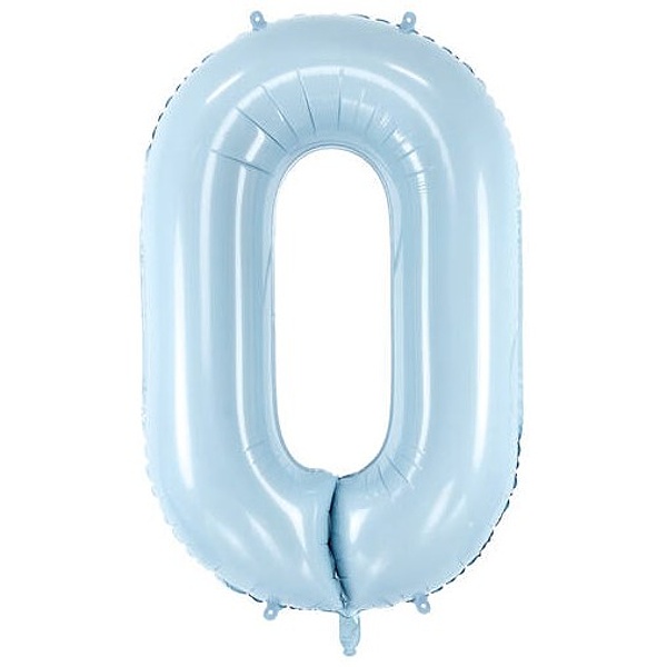 Balónek fóliový číslo 0 pastelově modrý 72cm