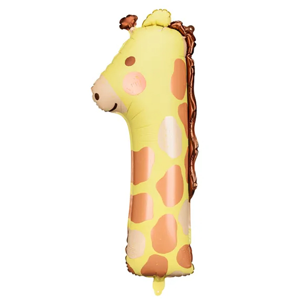 Balónek fóliový číslo 1 Žirafa 42 x 90 cm