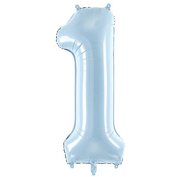 Balónek fóliový číslo 1 pastelově modrý 72cm