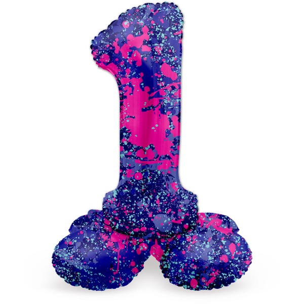 Balónek fóliový číslo 1 samostojné Barevné skvrny 72 cm