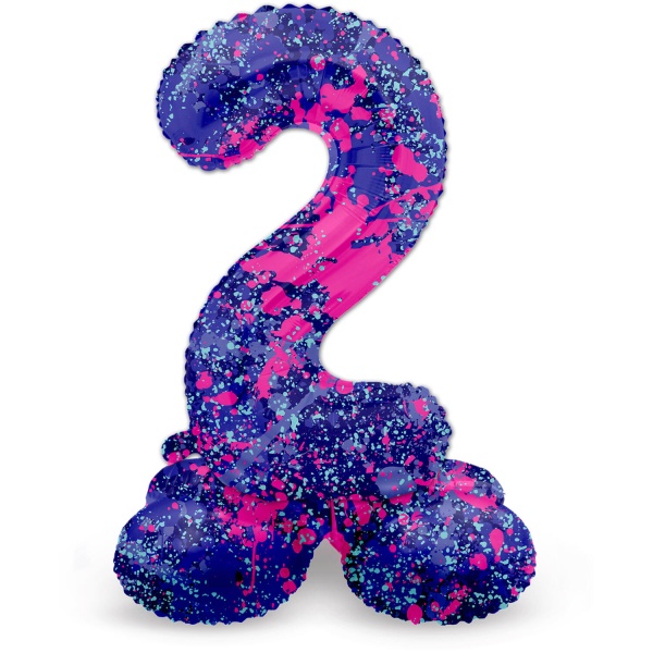 Balónek fóliový číslo 2 samostojné Barevné skvrny 41 cm