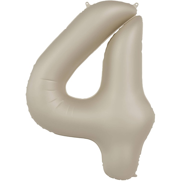 Balónek fóliový číslo 4 Krémové latté, matný 86 cm