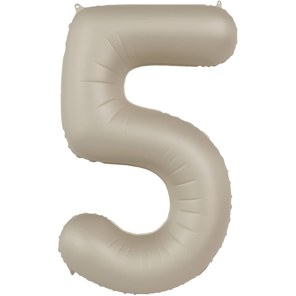Balónek fóliový číslo 5 Krémové latté, matný 86 cm