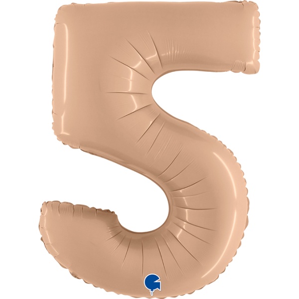 Balónek fóliový číslo 5 Saténový nude 102 cm