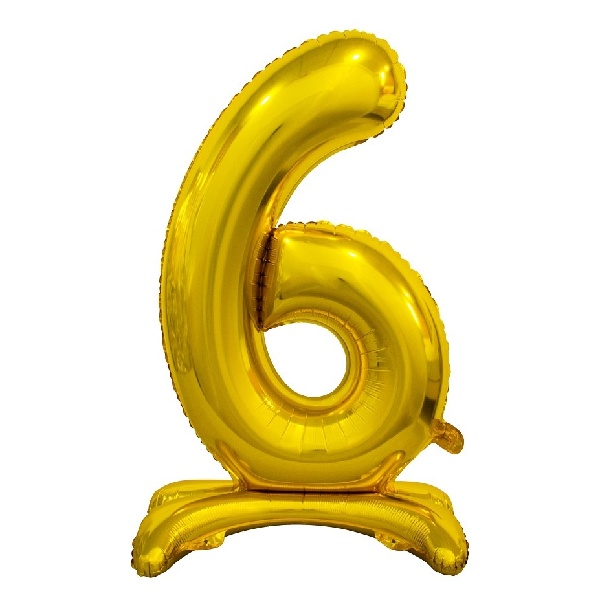 Levně Balónek fóliový číslo 6 na podstavci zlaté 74 cm