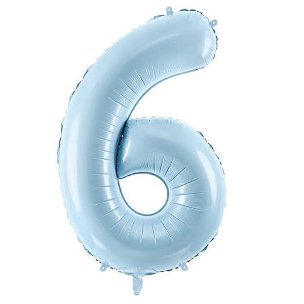 Balónek fóliový číslo 6 pastelově modrý 72cm