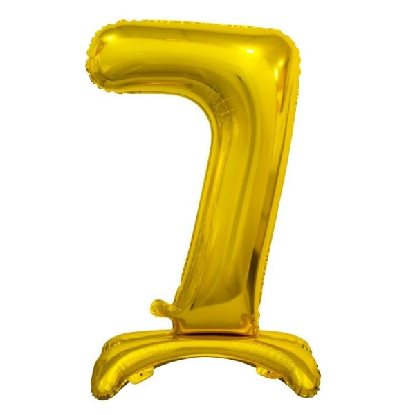 Balónek fóliový číslo 7 na podstavci zlaté 74 cm