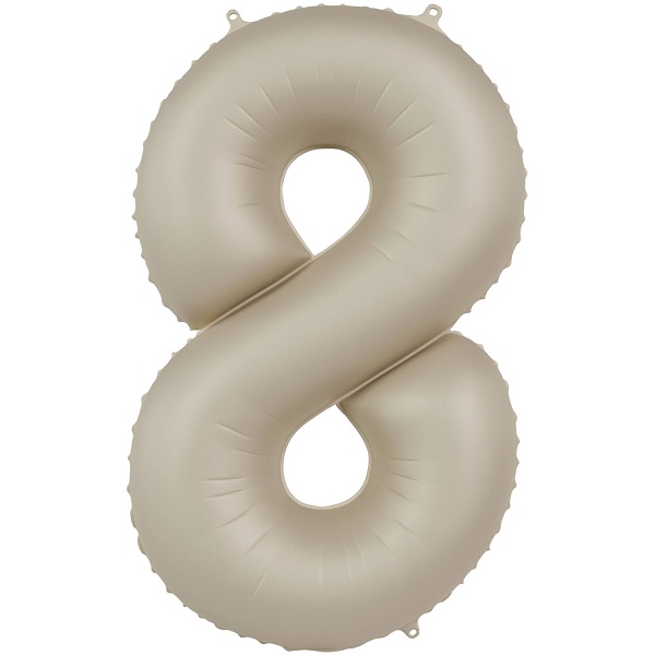 Balónek fóliový číslo 8 Krémové latté, matný 86 cm