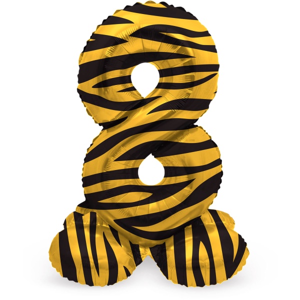 Balónek fóliový číslo 8 samostojné Tygr 41 cm